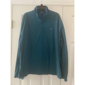 Crown & Ivy Men's XLarge Sweater Quarter Zip Pullover Blue Green
